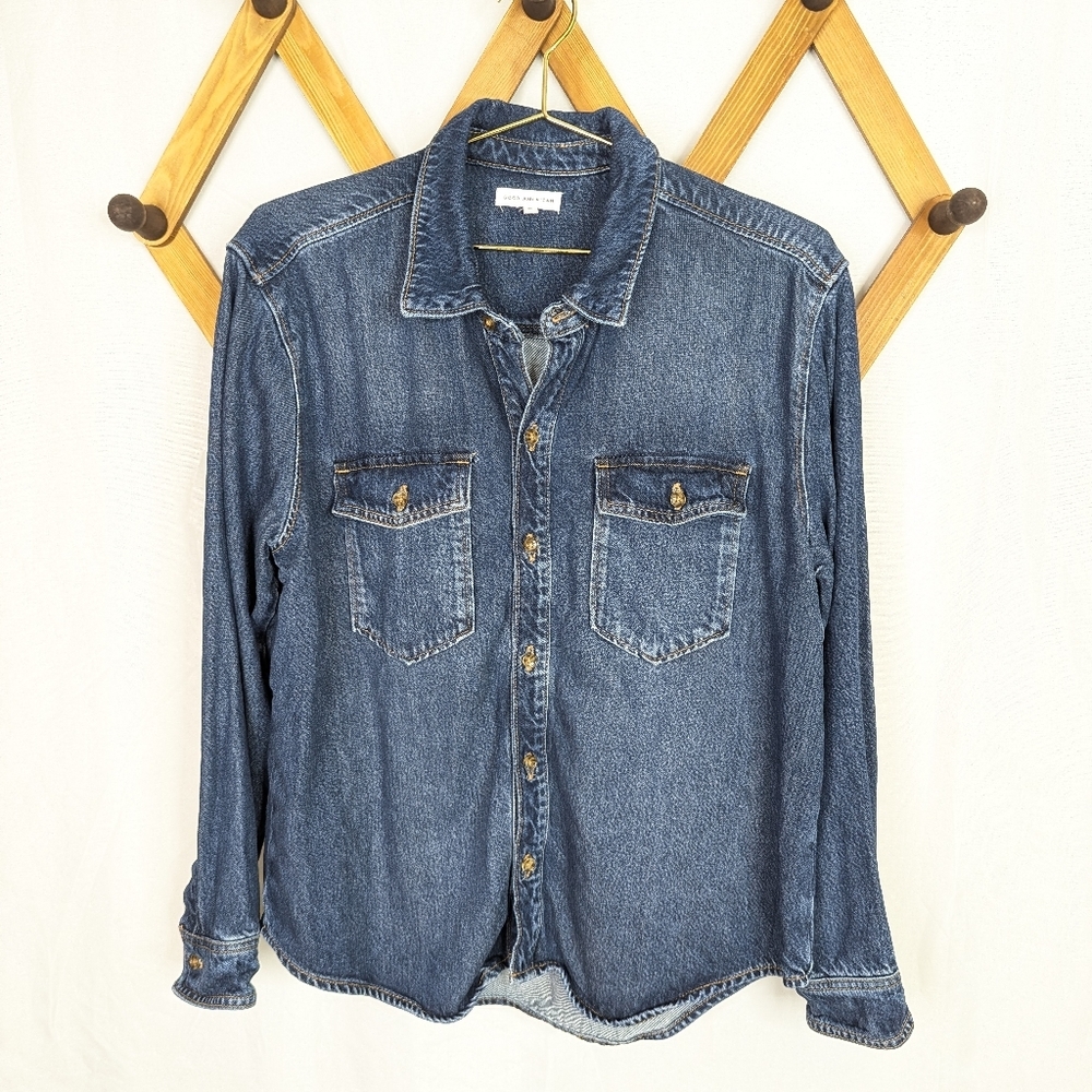 Good American Denim Jeans Dark Wash Button Up Shirt - Size 2